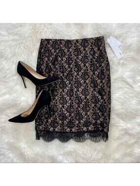 Lapis Lace tan and black pencil skirt - Y2K, Size Small